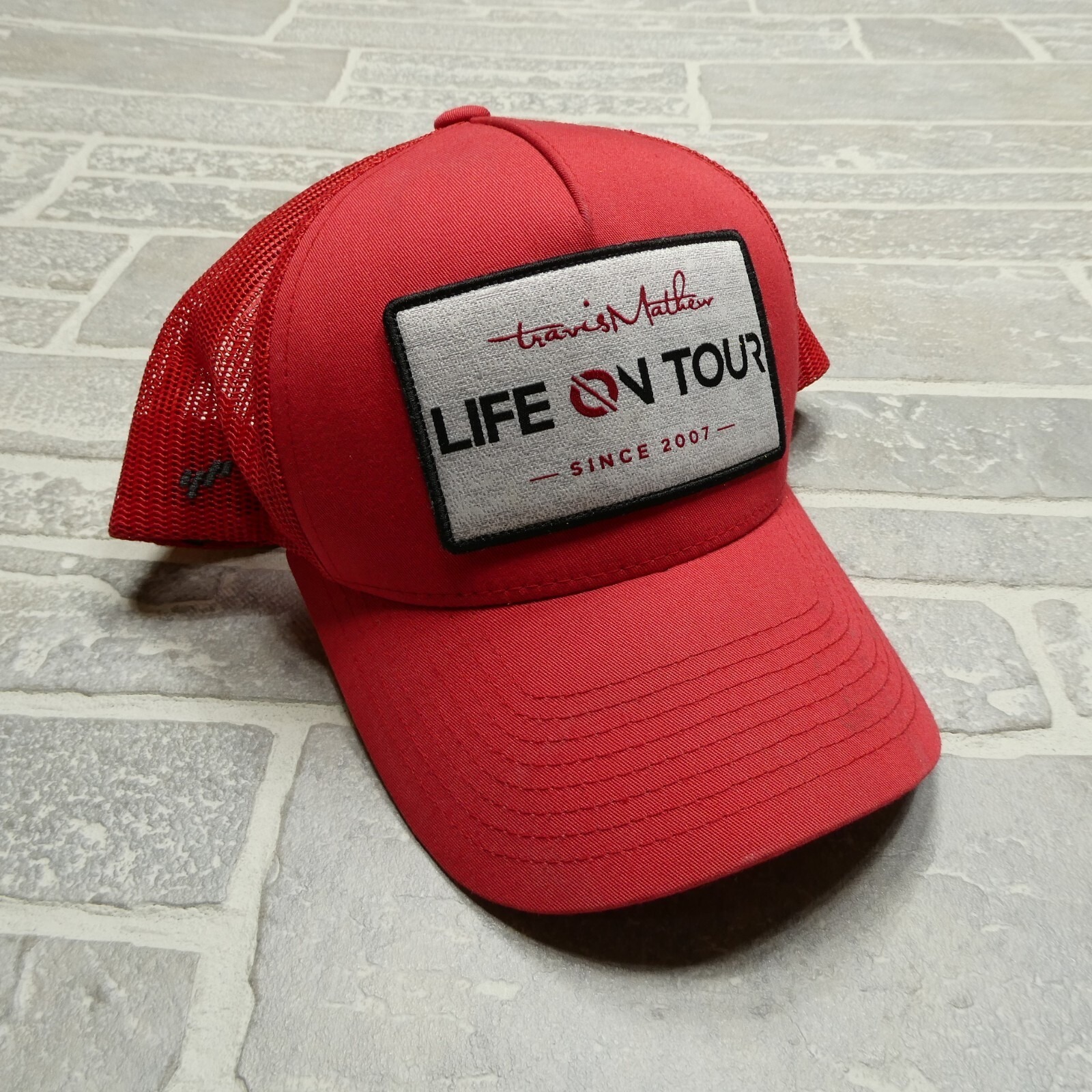 Travis Mathew Hat Snap Back Red Cap Live On Tour Mesh Trucker Yupoong